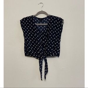 sail ship button up crop top